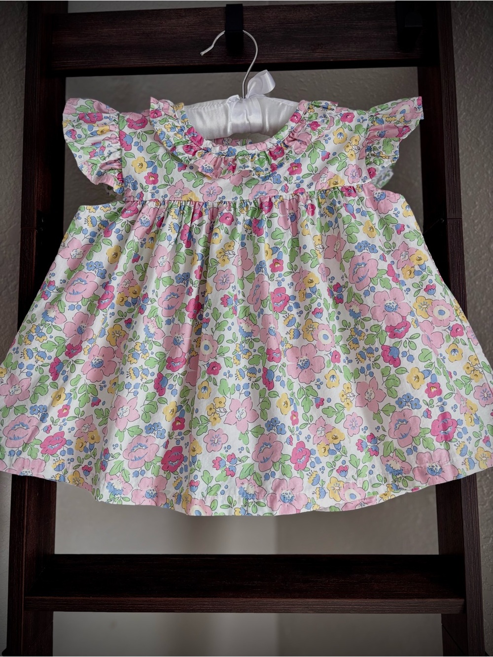 Toddler Pink Multi Floral Ruffle blouse